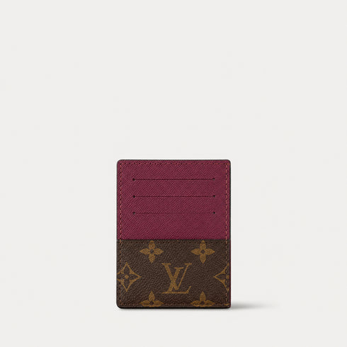 LOUIS VUITTON TWO TONE V-CUT CARD HOLDER - BURGUNDY