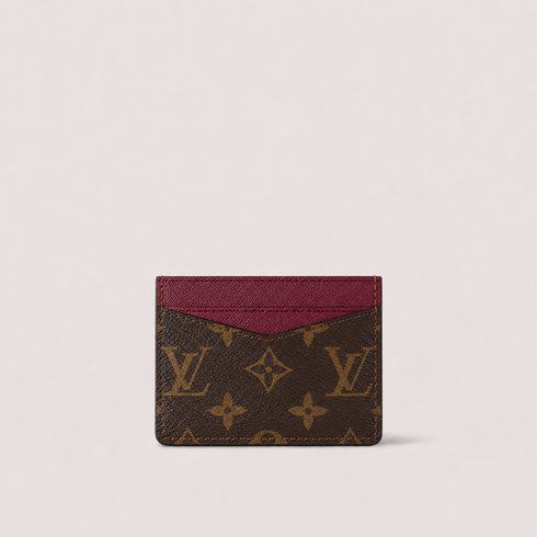 LOUIS VUITTON TWO TONE V-CUT CARD HOLDER - BURGUNDY