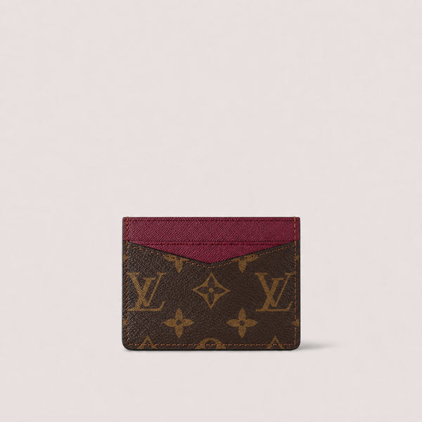 LOUIS VUITTON TWO TONE V-CUT CARD HOLDER - BURGUNDY