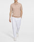 LACOSTE LOGO-APPLIQUÉ RIBBED KNIT POLO SHIRT – LIGHT BEIGE