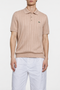 LACOSTE LOGO-APPLIQUÉ RIBBED KNIT POLO SHIRT – LIGHT BEIGE