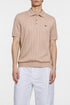 LACOSTE LOGO-APPLIQUÉ RIBBED KNIT POLO SHIRT – LIGHT BEIGE