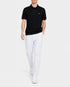 LACOSTE LOGO-APPLIQUÉ RIBBED KNIT POLO SHIRT – BLACK
