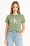 CALVIN KLEIN JEANS MONOGRAM GLITER PRINTED T-SHIRT - GREEN