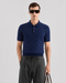 DOLCE & GABBANA ALL-OVER JACQUARD KNIT POLO SHIRT – NAVY