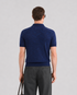 DOLCE & GABBANA ALL-OVER JACQUARD KNIT POLO SHIRT – NAVY