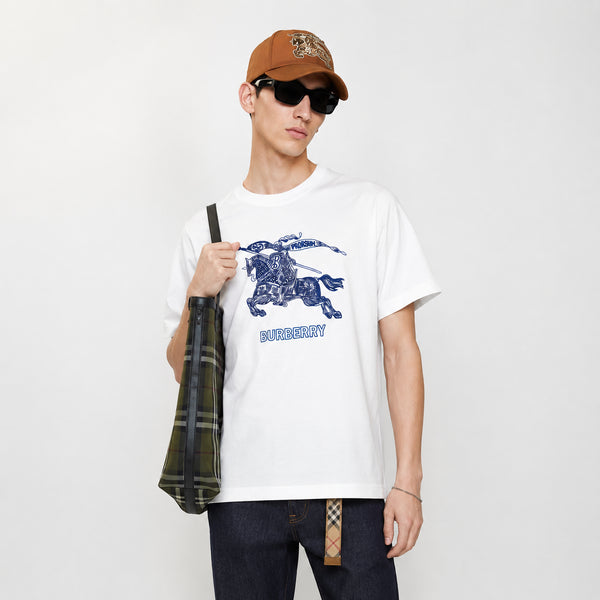 BURBERRY PRORSUM BLUE KNIGHT OVERSIZED T-SHIRT – WHITE