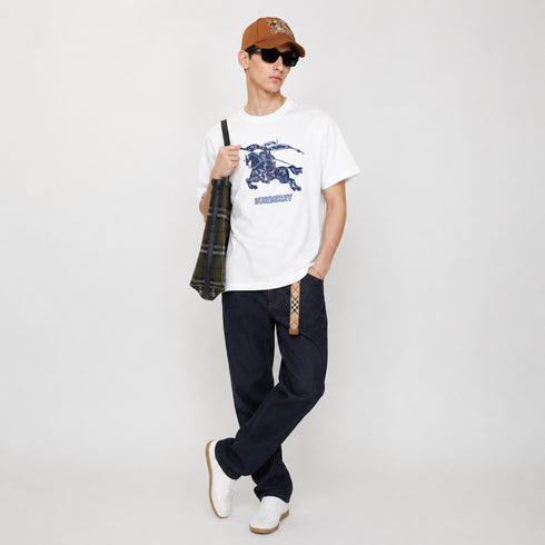 BURBERRY PRORSUM BLUE KNIGHT OVERSIZED T-SHIRT – WHITE