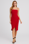 CRYSTAL DOLL RED RUFFLE MIDI DRESS