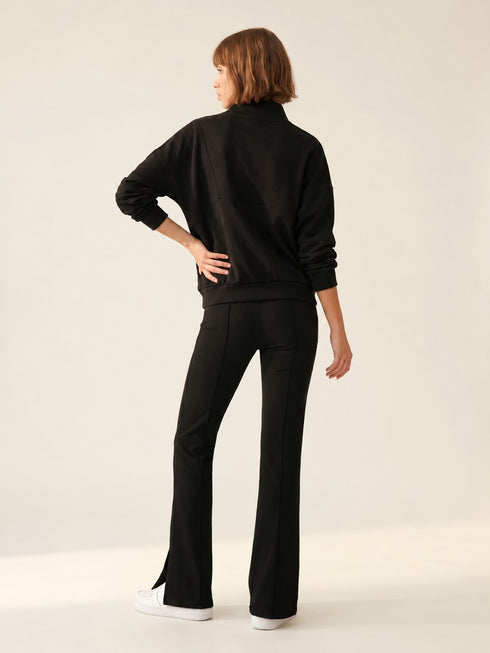 SINSAY OVERSIZED HALF ZIP MOCK NECK SWEATSHIRT - BLACK