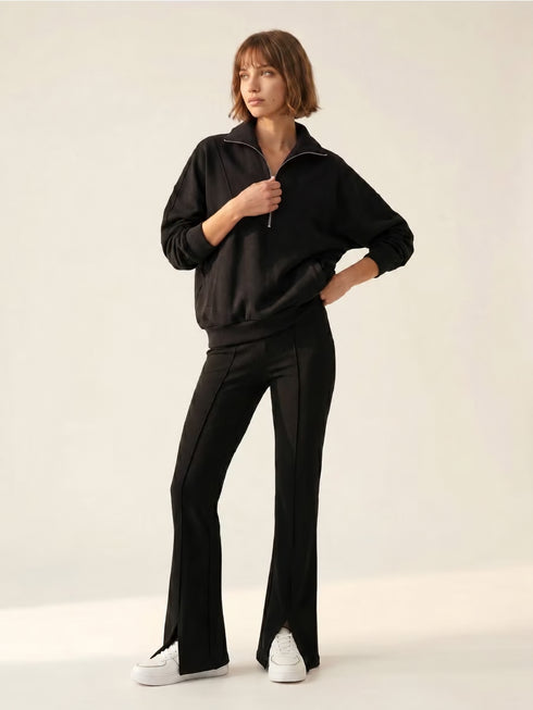 SINSAY OVERSIZED HALF ZIP MOCK NECK SWEATSHIRT - BLACK