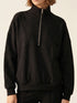SINSAY OVERSIZED HALF ZIP MOCK NECK SWEATSHIRT - BLACK