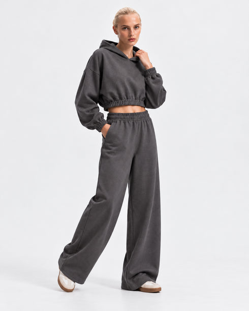 LEFTIES RIBBED CO-ORD SET – CHARCOAL GREY