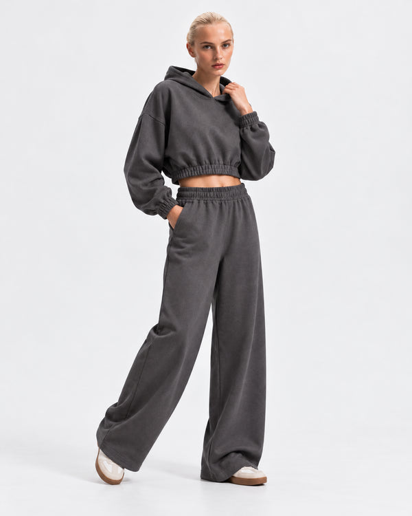 LEFTIES RIBBED CO-ORD SET – CHARCOAL GREY