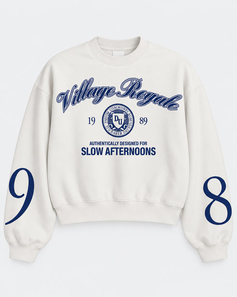 BERSHKA VILLAGE ROYALE 1989 OVERSIZED SWEATSHIRT