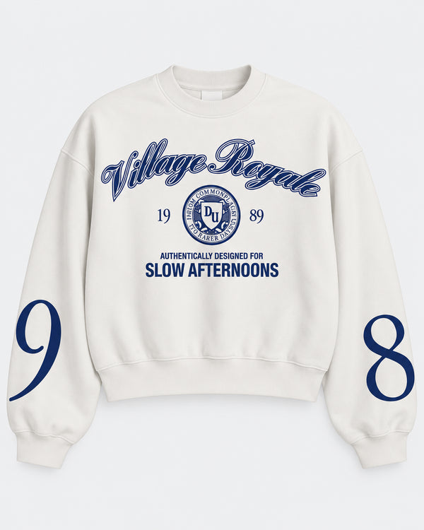 BERSHKA VILLAGE ROYALE 1989 OVERSIZED SWEATSHIRT