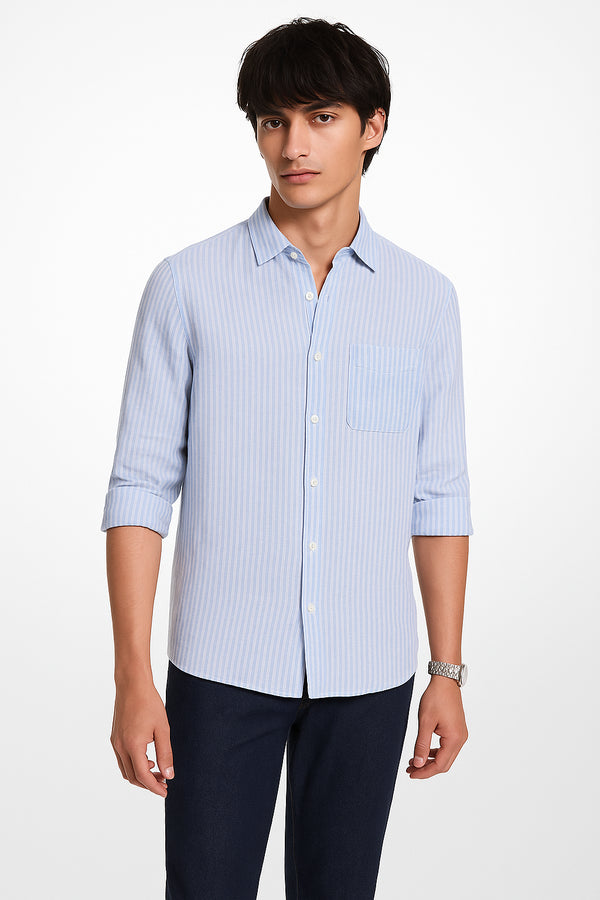 JACK&JONES STRIPE LINEN BLEND SHIRT