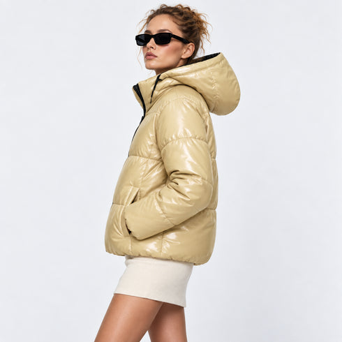 RISING GIRLS JACKET STONE HOODED PADDED ZIPPER JACKET