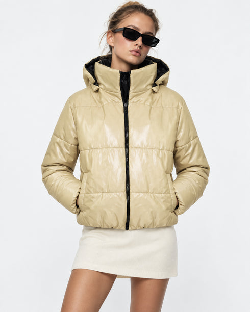 RISING GIRLS JACKET STONE HOODED PADDED ZIPPER JACKET