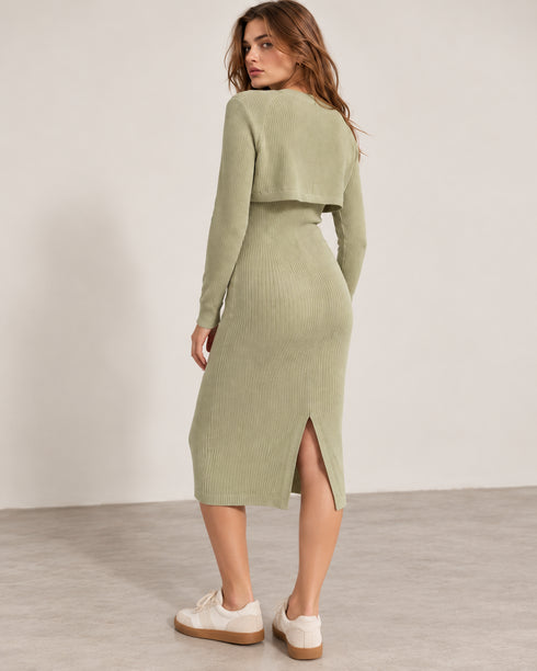FOREVER 21 RIBBED KNIT MIDI DRESS & BOLERO SET