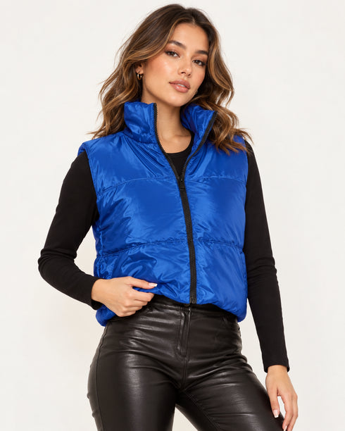 I SAW IT FIRST CROPPED PADDED GILET - ROYAL BLUE