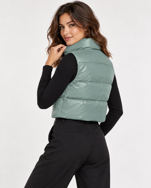 I SAW IT FIRST CROPPED PADDED GILET - GREY
