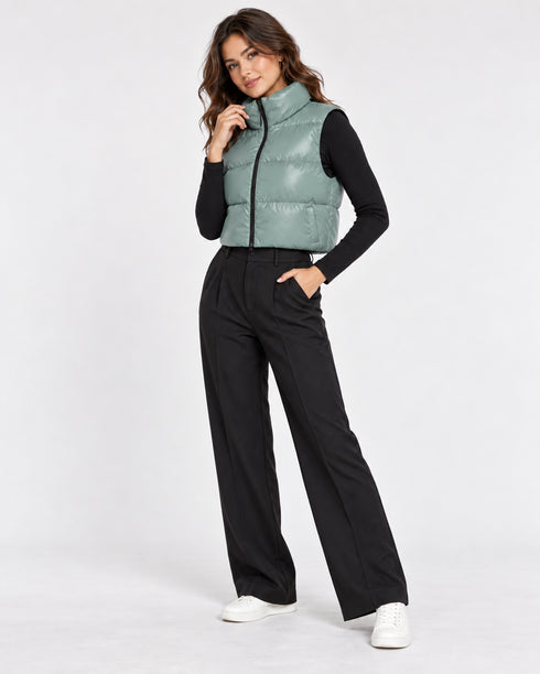 I SAW IT FIRST CROPPED PADDED GILET - GREY