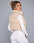 I SAW IT FIRST CROPPED PADDED GILET - BEIGE