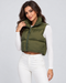 I SAW IT FIRST CROP SHORT ZIP NECK PUFFER GILET OLIVE GREEN