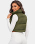 I SAW IT FIRST CROP SHORT ZIP NECK PUFFER GILET OLIVE GREEN