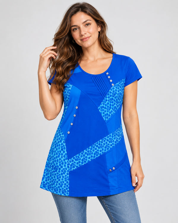 WOMEN INTRICATE PANELS JERSEY TOP
