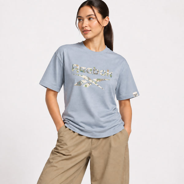 REEBOK FLORAL GRAPHIC OVERSIZED TEE - LIGHT BLUE