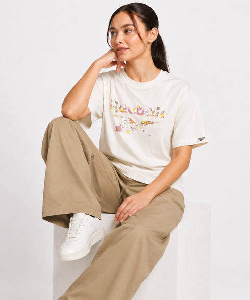 REEBOK FLORAL GRAPHIC OVERSIZED TEE - IVORY