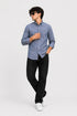 LACOSTE MEN'S SLIM FIT COTTON SHIRT - BLUE