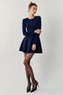 TOMMY HILFIGER NAVY RIBBED FIT & FLARE DRESS