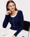 TOMMY HILFIGER NAVY RIBBED LACE-TRIM TOP