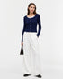 TOMMY HILFIGER NAVY RIBBED LACE-TRIM TOP
