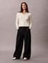 CALVIN KLEIN IVORY RIBBED COLLAR TOP