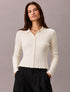 CALVIN KLEIN IVORY RIBBED COLLAR TOP