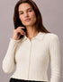 CALVIN KLEIN IVORY RIBBED COLLAR TOP