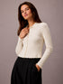 CALVIN KLEIN IVORY RIBBED COLLAR TOP