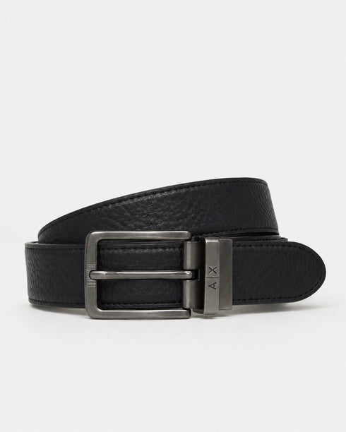 ARMANI EXCHANGE REVERSIBLE GENUINE LEATHER BELT – BLACK