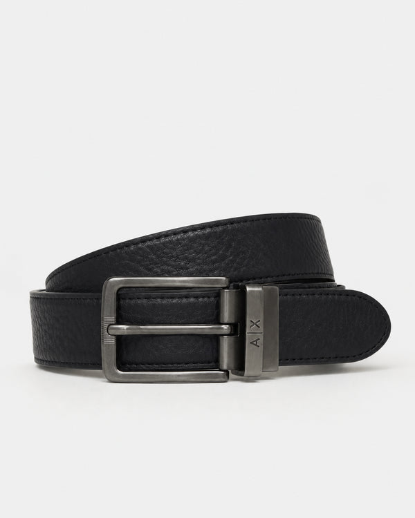 ARMANI EXCHANGE REVERSIBLE GENUINE LEATHER BELT – BLACK
