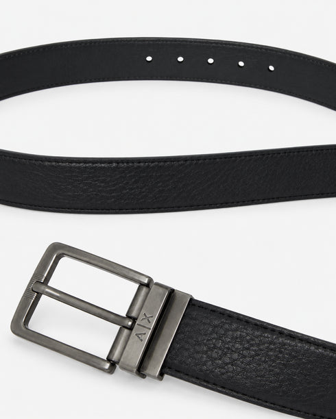 ARMANI EXCHANGE REVERSIBLE GENUINE LEATHER BELT – BLACK