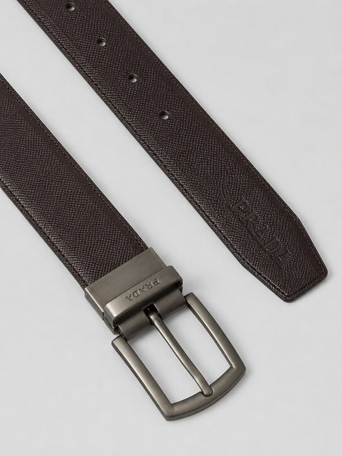 PRADA REVERSIBLE LEATHER BELT – BLACK & BROWN