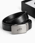 LACOSTE GENUINE LEATHER PLAQUE BUCKLE BELT – BLACK