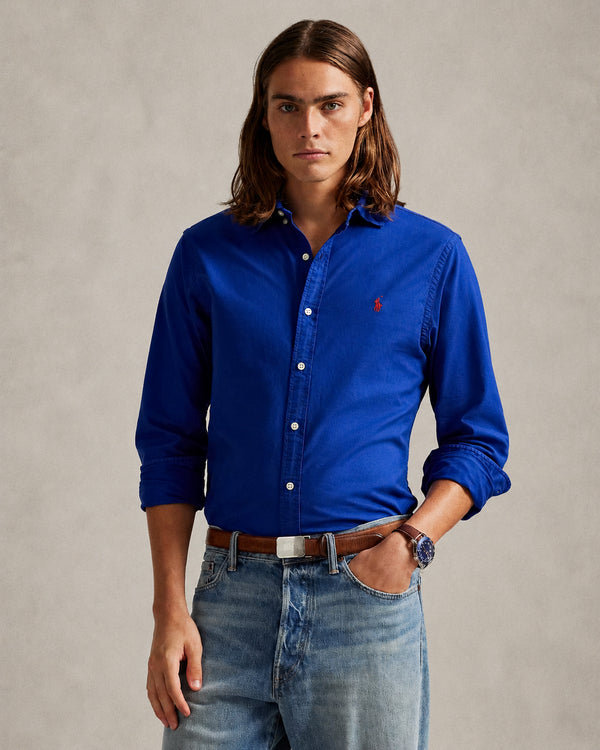 RL GARMENT-DYED OXFORD SHIRT - ROYAL BLUE