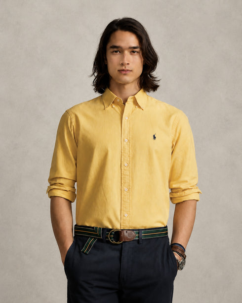 RL GARMENT-DYED OXFORD SHIRT - LIME YELLOW