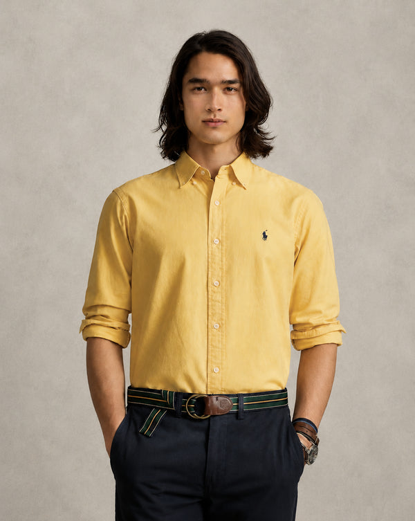 RL GARMENT-DYED OXFORD SHIRT - LIME YELLOW