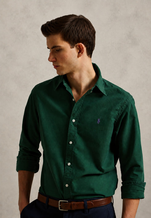 RL GARMENT-DYED OXFORD SHIRT - FOREST GREEN